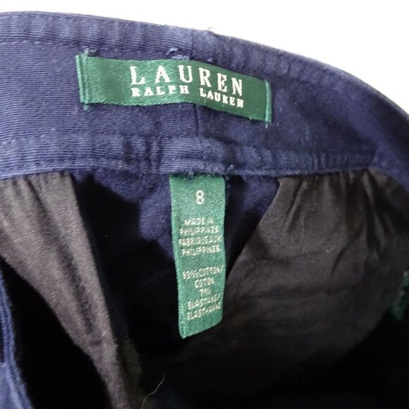 Lauren Ralph Lauren Capri Cropped Pants Women Size 8 Blue Pockets FLAW - Picture 5 of 8
